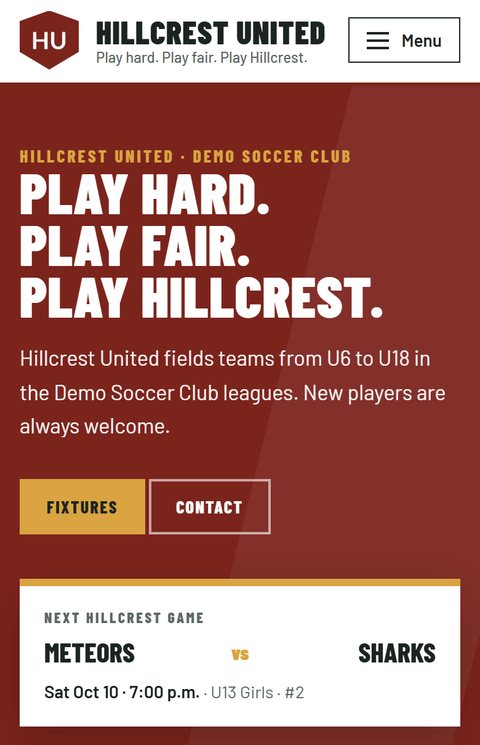 The Hillcrest United site on a phone